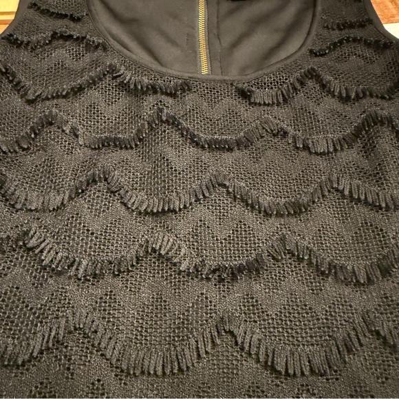 Guess Black Gatsby Lacey Fringe Bodycon Mini Dress with Scalloped Hem - Picture 7 of 11